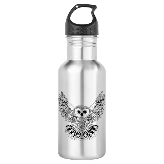 Bouteille D'eau Hibou noir de style (Devant)