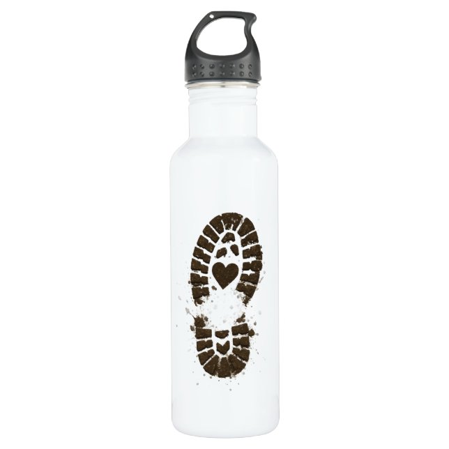 Bouteille D'eau Hiking Boot Mud Print Premium (Devant)