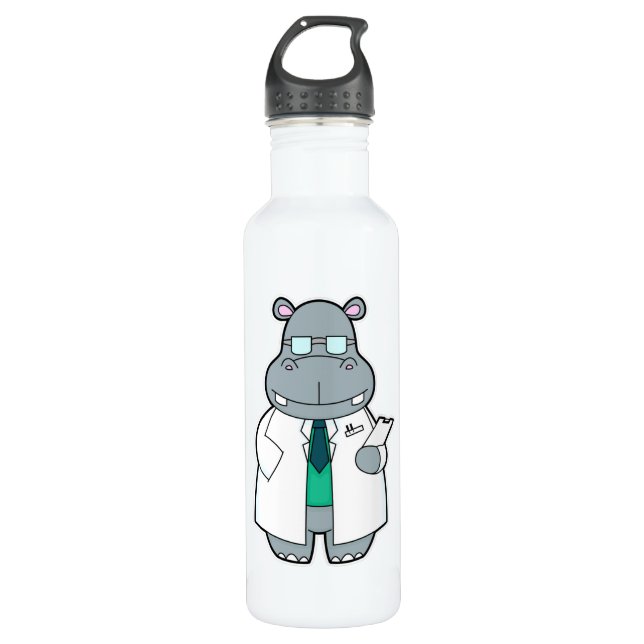 Bouteille D'eau Hippo comme docteur avec la fumée (Devant)