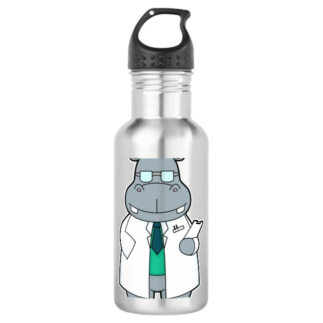 Bouteille D'eau Hippo comme docteur avec la fumée (Devant)