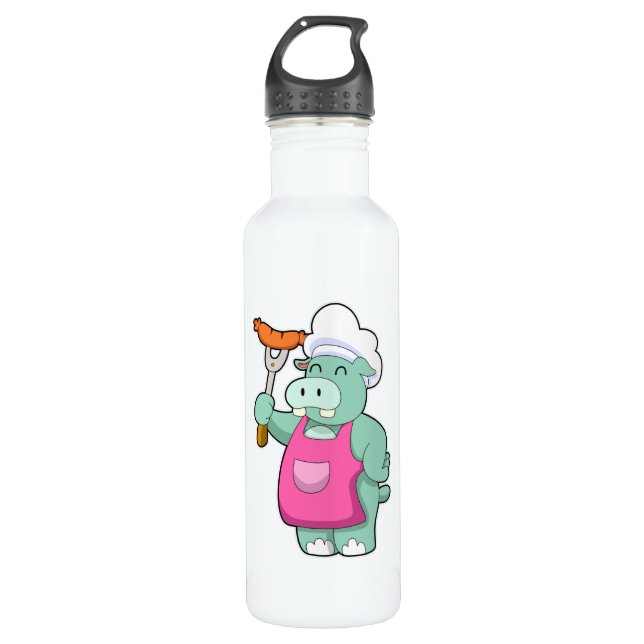 Bouteille D'eau Hippo cuisiner avec des saucisses (Devant)