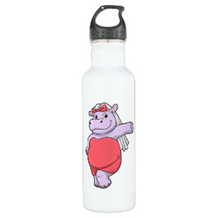 Bouteille D'eau Hippopotame en mariée avec voile et nœud