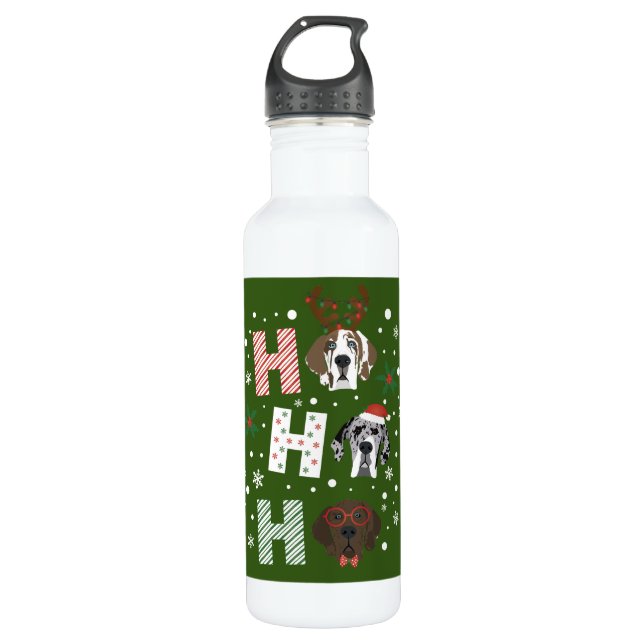 Bouteille D'eau Ho Ho Ho Great Dane Joyeux Noël (Devant)