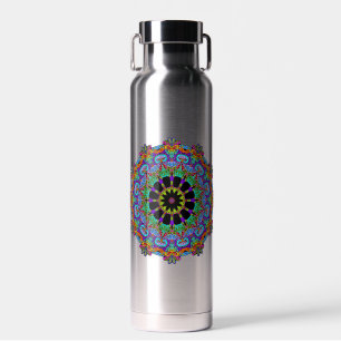 Bouteille D'eau Horloge Mandala Peinte à la Main 24