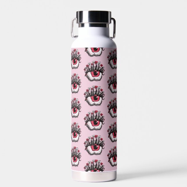 Bouteille D'eau Horreur Pastel Goth Oeil Macabre rose Déplaisant (Avant)