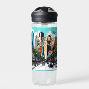 Bouteille D'eau Houston, Texas Downtown City View Art Abstrait