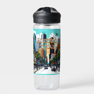 Bouteille D'eau Houston, Texas Downtown City View Art Abstrait