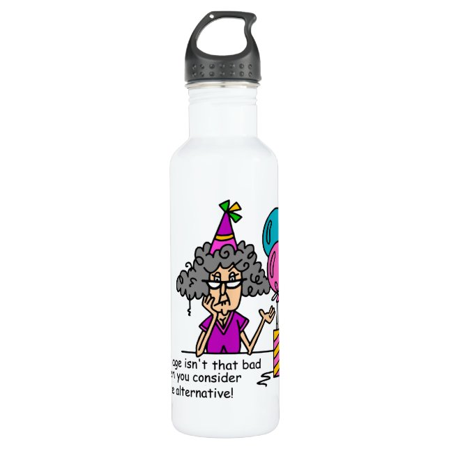 Bouteille D'eau Humour alternatif d'anniversaire (Devant)