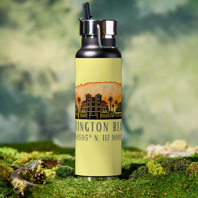 Bouteille D'eau Huntington Beach City Silhouette (Couvercle)