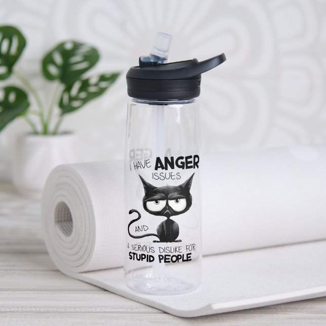 Bouteille D'eau I Have Anger Issues Funny Cat Lover Gift  (Yoga (pivotée))