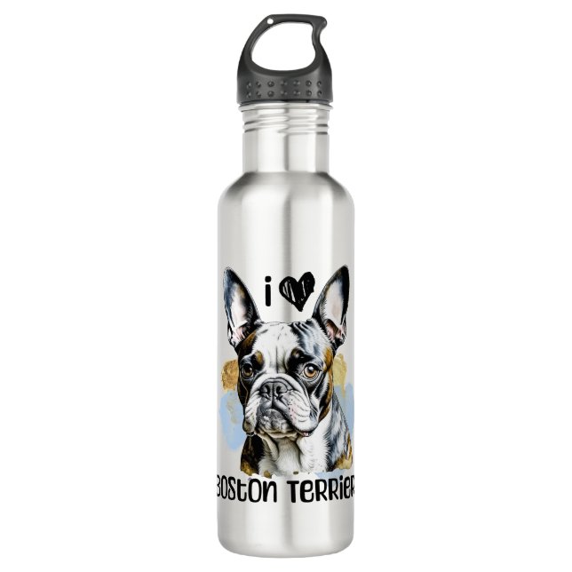 Bouteille D'eau I Love Boston Terriers (Devant)