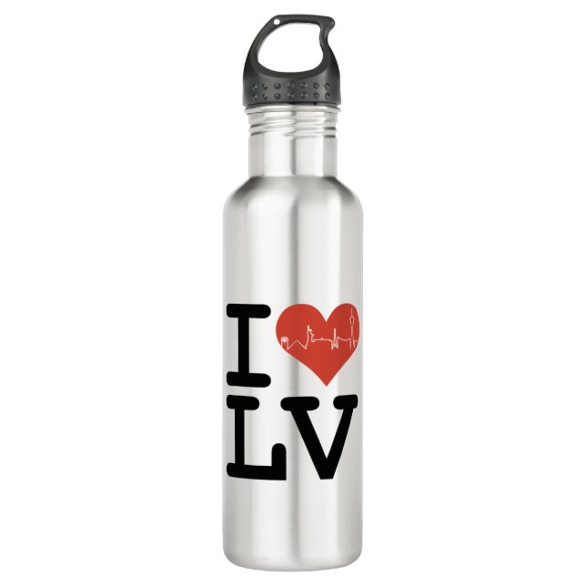 BOUTEILLE D'EAU I LOVE LV HEARTBEAT SKYLINE (Devant)