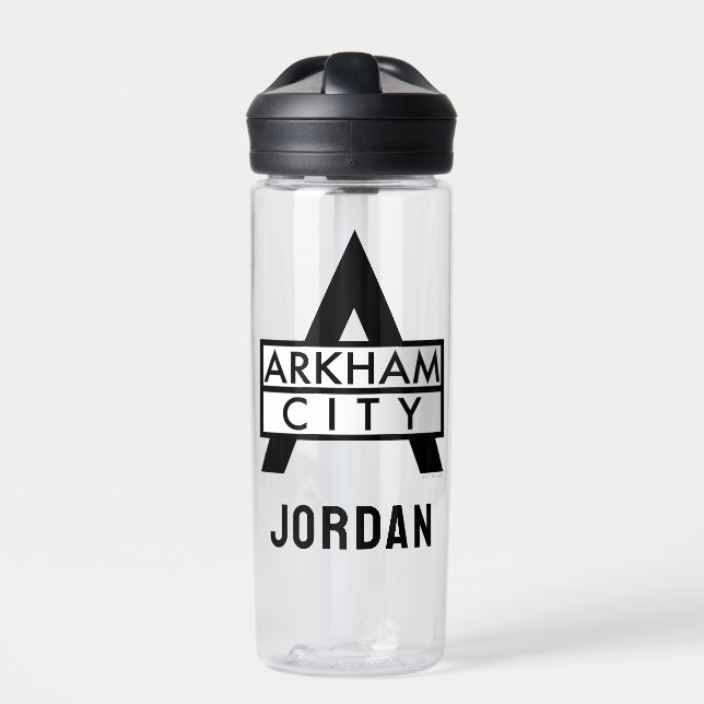 Bouteille D'eau Icône de la ville d'Arkham | Ajouter Votre Nom (Extérieur)