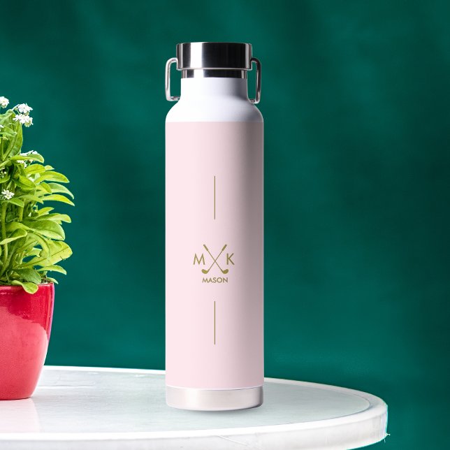 Bouteille D'eau Idées Cadeaux Golf Monogramme Or Personnalisé (Créateur téléchargé)