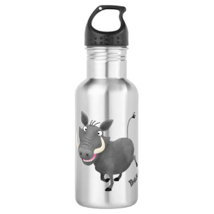 Bouteille D'eau Illustration amusante d'un cochon de phacochère af