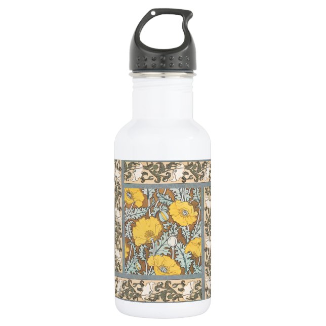 Bouteille D'eau illustration d'art pavot fleur jaune (Devant)