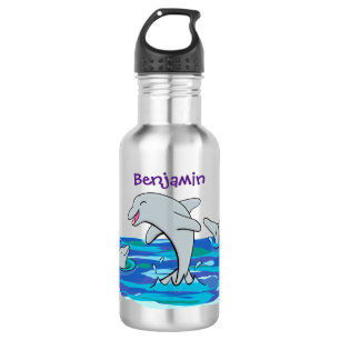 Bouteille D'eau Illustration de dauphins heureux adorables