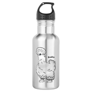 Bouteille D'eau Illustration de la caricature du poulet Silkie