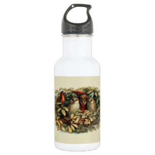 Bouteille D'eau Illustration de la nature des hiboux et des fées e