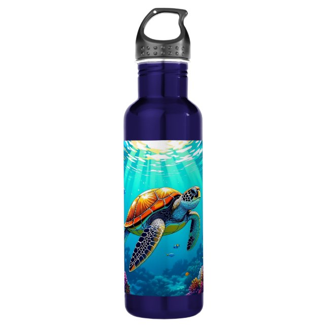 Bouteille D'eau Illustration de la tortue de mer (Devant)
