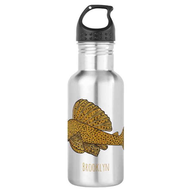 Bouteille D'eau Illustration de poisson Pleco (Devant)