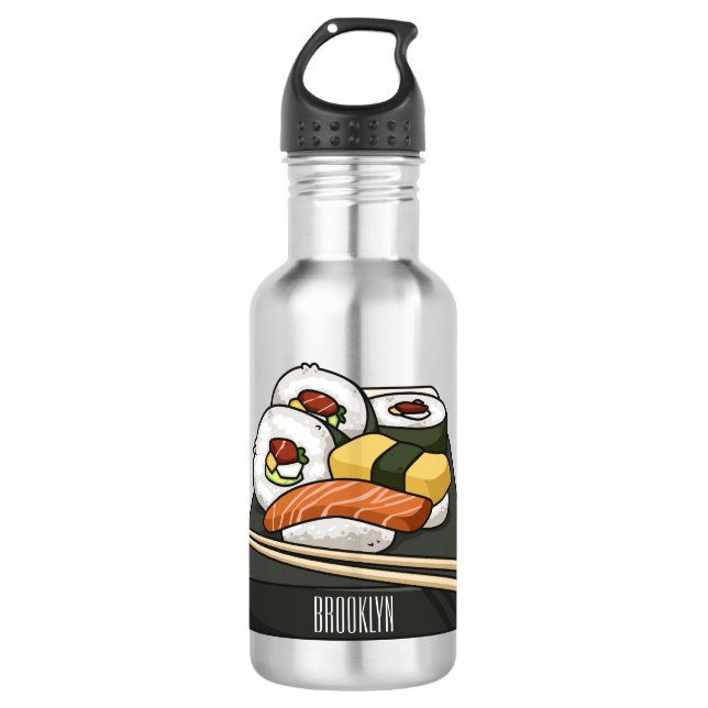 Bouteille D'eau Illustration de sushi (Devant)