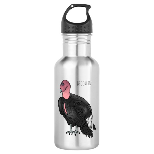 Bouteille D'eau Illustration d'oiseau condor de Californie (Devant)