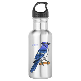 Bouteille D'eau Illustration d'oiseau de jay bleu