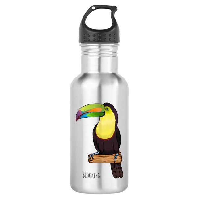 Bouteille D'eau Illustration d'oiseau toucain à bec de Keel (Devant)