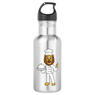 Bouteille D'eau Illustration du chef mignon lion