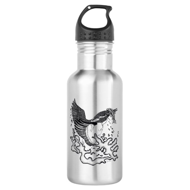 Bouteille D'eau Illustration en noir et blanc de Kingfisher (Devant)