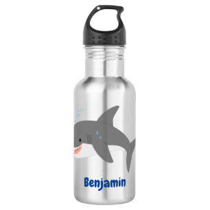 Bouteille D'eau Illustration joyeuse du grand requin blanc