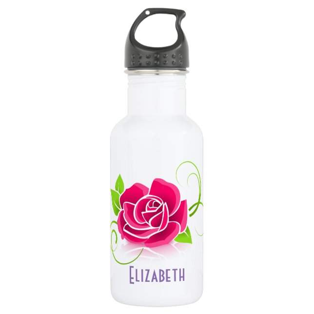 Bouteille D'eau Illustration rose customisée (Devant)