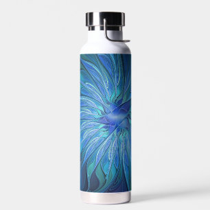 Bouteille D'eau Imaginaire Fleur Bleue Motif, Art Fractal Abstrait