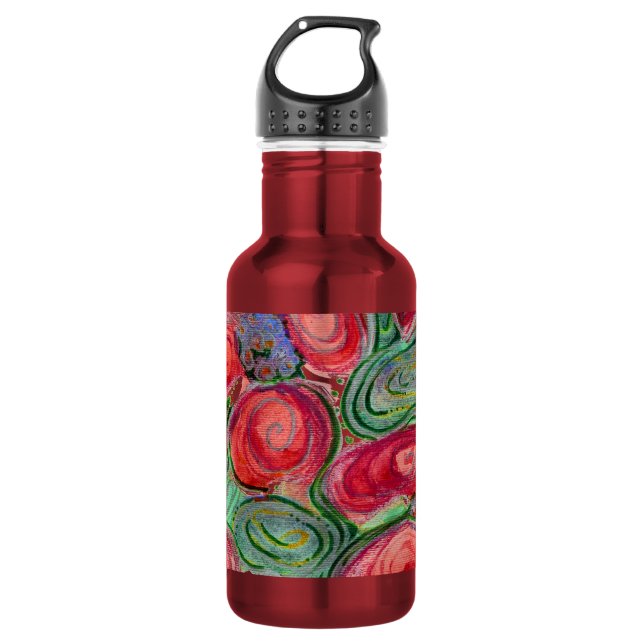 Bouteille D'eau Imaginaire Fleurs rouges (Devant)