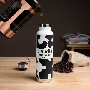 Bouteille D'eau Impression personnalisée de vache blanche noire mo