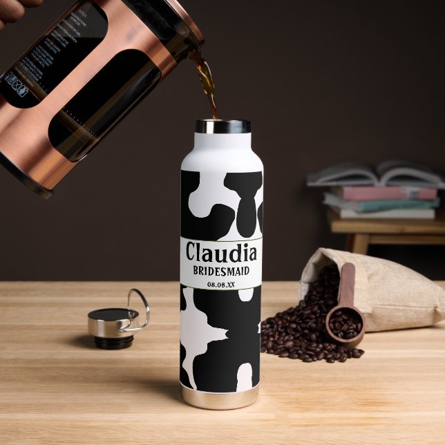 Bouteille D'eau Impression personnalisée de vache blanche noire mo (Gym)