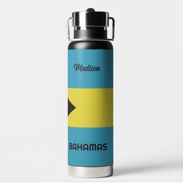 Bouteille D'eau Indicateur Bahamas du nom personnalisé (Arrière)