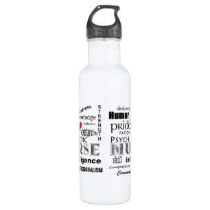Bouteille D'eau Infirmière-Attributs psychiatriques/coeur rouge