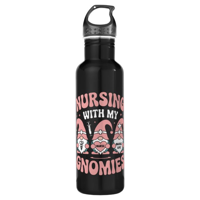 Bouteille D'eau Infirmière avec mes Gnomies Infirmière Gnome Vie V (Devant)