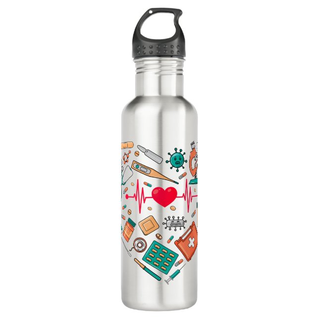 Bouteille D'eau Infirmière Infirmière Outil Coeur (Devant)