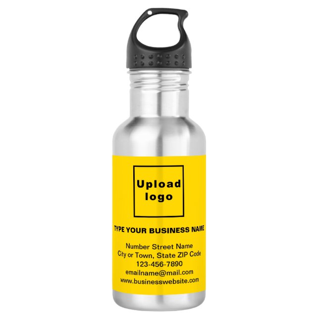 Bouteille D'eau Information d'affaires Étiquette jaune (Devant)