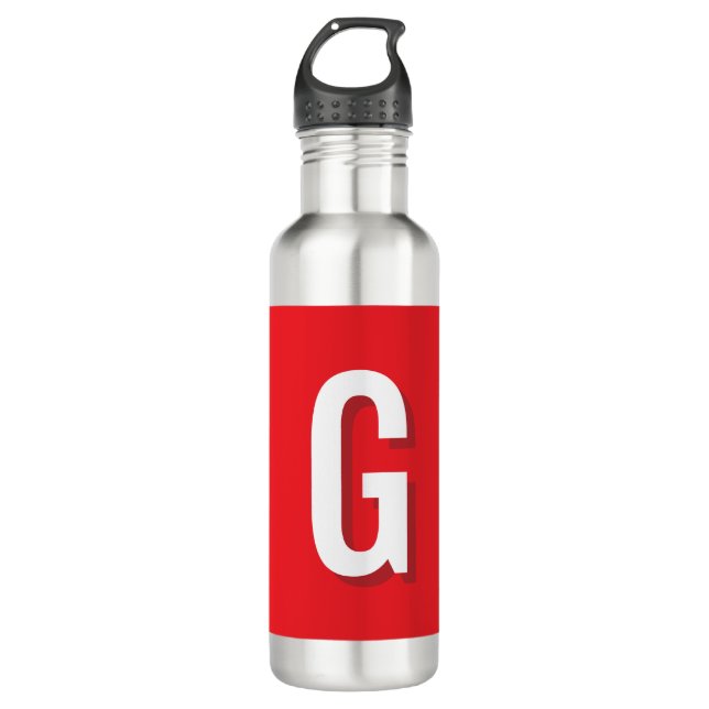 Bouteille D'eau Initial Letter Monogram Red White Plain Simple (Devant)