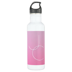 Bouteille D'eau Initiales de chevauchement modernes 2   Ombre rose