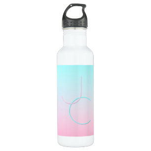 Bouteille D'eau Initiales de chevauchement modernes 2   Rose turqu