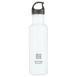 Bouteille D'eau Initiales et nom du monogramme noir