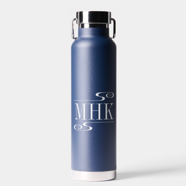 Bouteille D'eau Initiales Monogrammes simples à filature blanche (Avant)