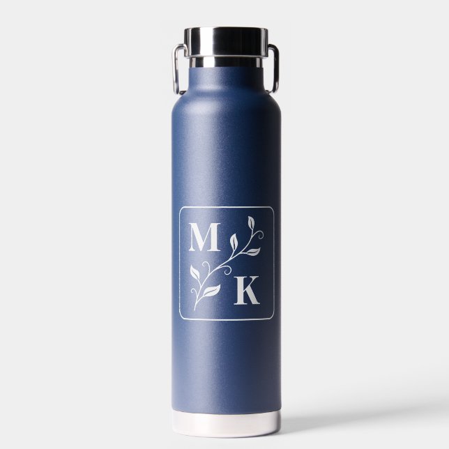 Bouteille D'eau Initiales simples du monogramme Plante (Avant)