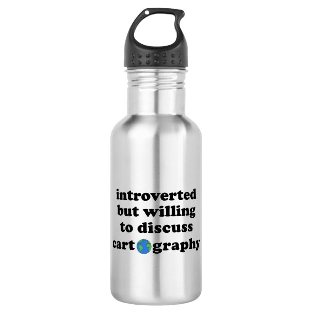Bouteille D'eau Introverted Mais Prêt À Discuter De Cartographie (Devant)