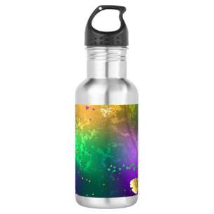 Bouteille D'eau Iridescente mardi gras arrière - plan avec perles